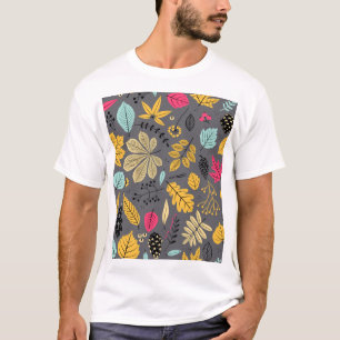 Blätter im Herbst: Nahtloses dunkles Muster T-Shirt