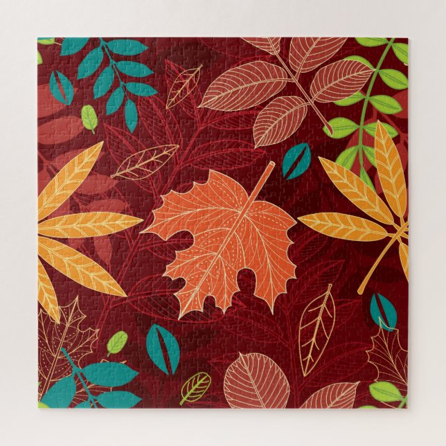 Blätter im Herbst: Nahtloses Naturmuster Puzzle (Vertikal)