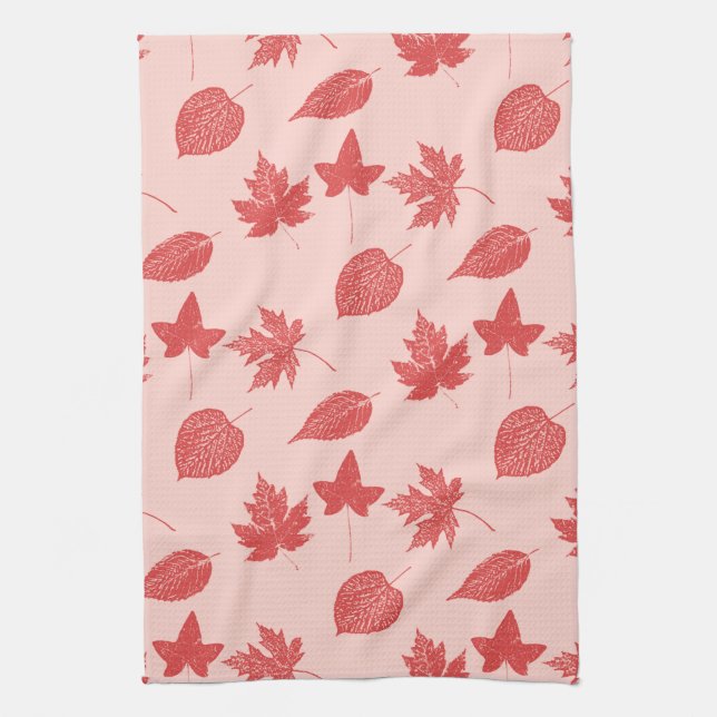 Blätter im Herbst - orange und rosa Handtuch (Vertikal)