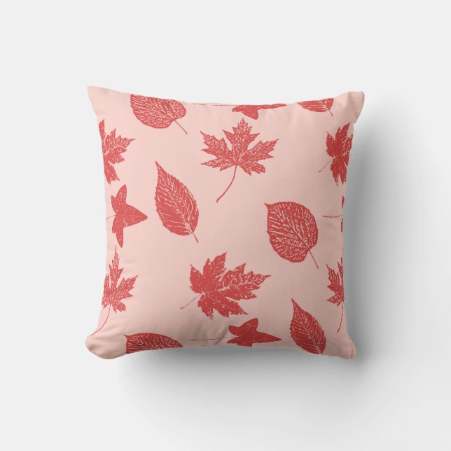 Blätter im Herbst - orange und rosa Kissen (Vorderseite)