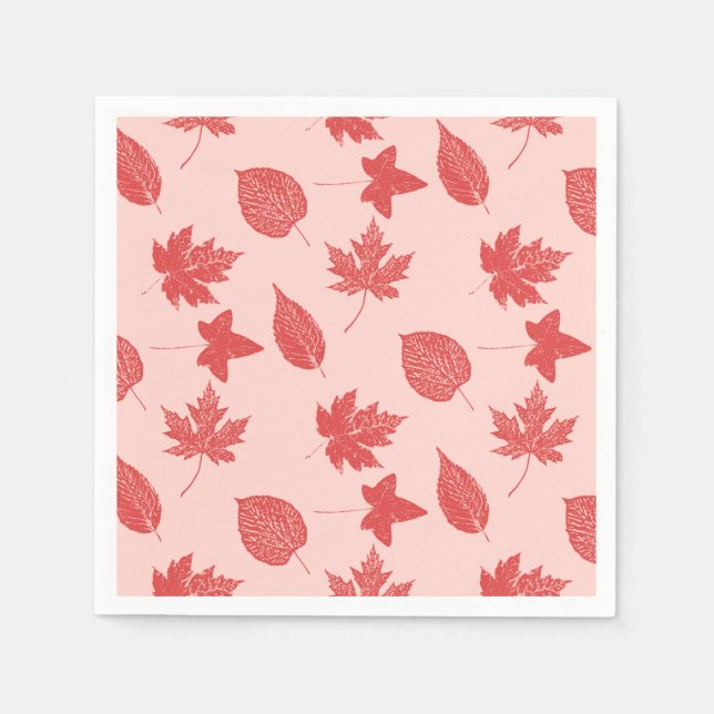 Blätter im Herbst - orange und rosa Serviette (Vorderseite)