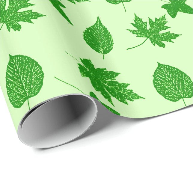 Blätter im Herbst - Smaragd und Limettengrün Geschenkpapier (Rolleneckpunkt)