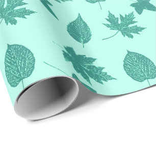 Blätter im Herbst - Türkis und Aqua Geschenkpapier