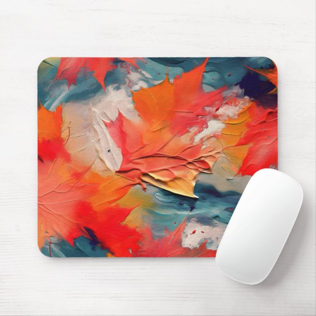 Blätter im Wind – Abstrakte Herbstbewegung Mousepad (Mit Mouse)