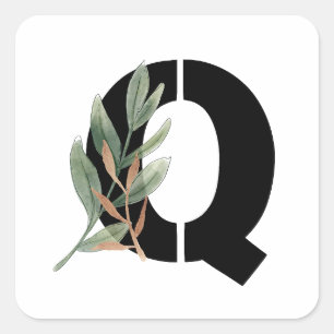 Blätter Imitate Gold Foil Letter Q Monogram Aufkle Quadratischer Aufkleber