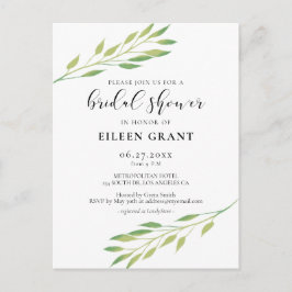 Blätter in Aquarell Brautdusche Einladung Postkarte