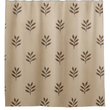 Blätter in Beige und Braun Duschvorhang