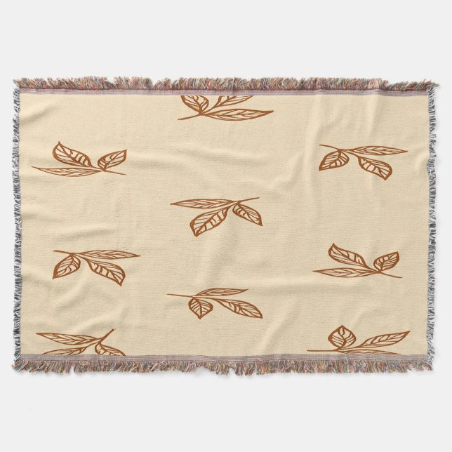Blätter in Beige und Braun werfen Blanket Decke (Vorderseite)