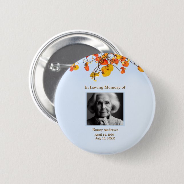 Blätter in der Liebe zur Gedächtnisbeerdigung Button (Vorne & Hinten)