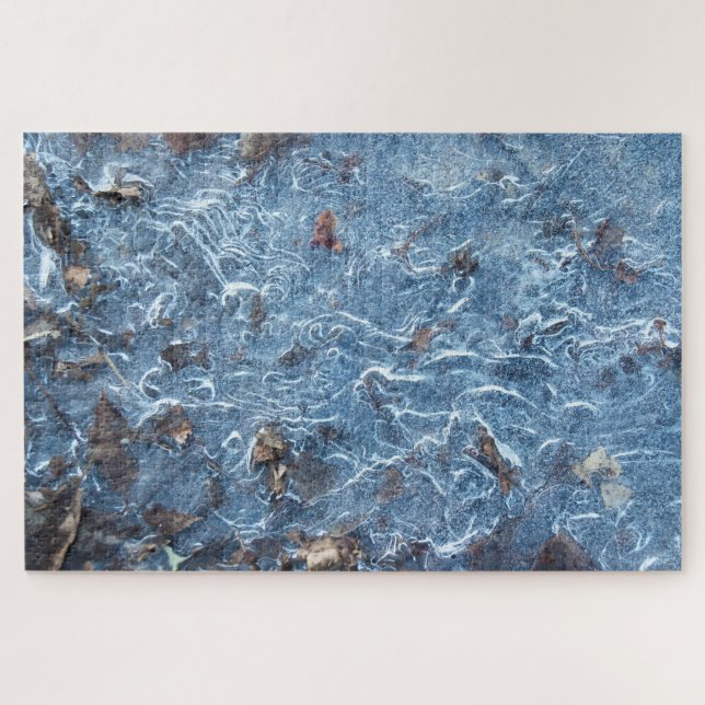 Blätter in Eisen (blau) Puzzle (Horizontal)