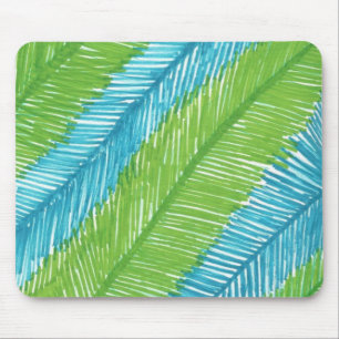 Blätter in Grün und Blau Mousepad