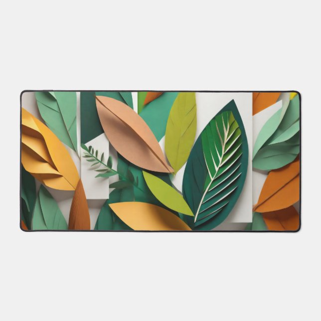 Blätter in Grün und Gold schneiden Schreibtischunterlage (Vorderseite)