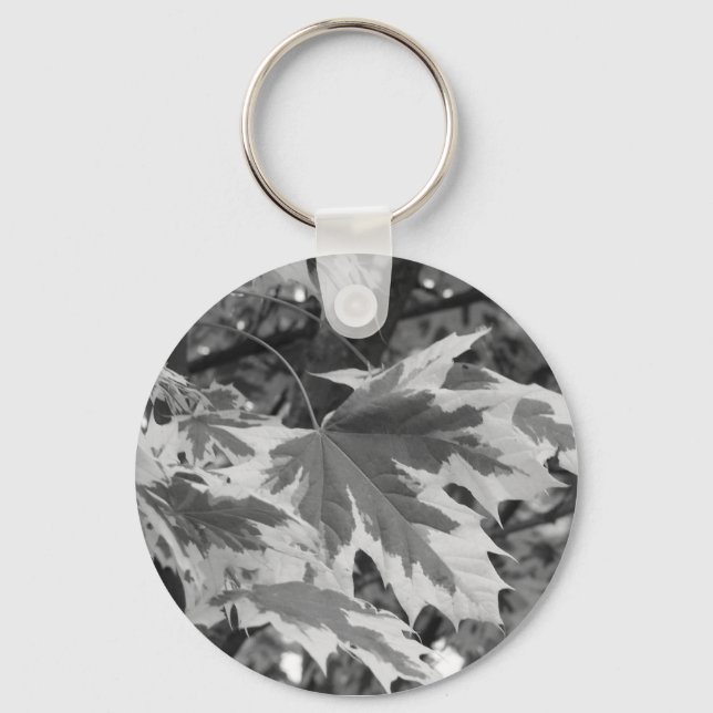 Blätter in Schwarz und Weiß Schlüsselanhänger (Vorderseite)