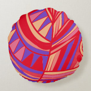 Blätter Jazz / Orange Lila Red Rundes Kissen
