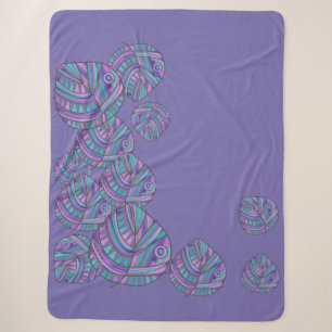 Blätter Jazz S Lila Aquamarin 2 Sherpadecke