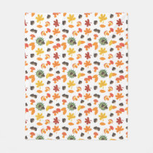 Blätter, Kastanien und Pilze im Muster