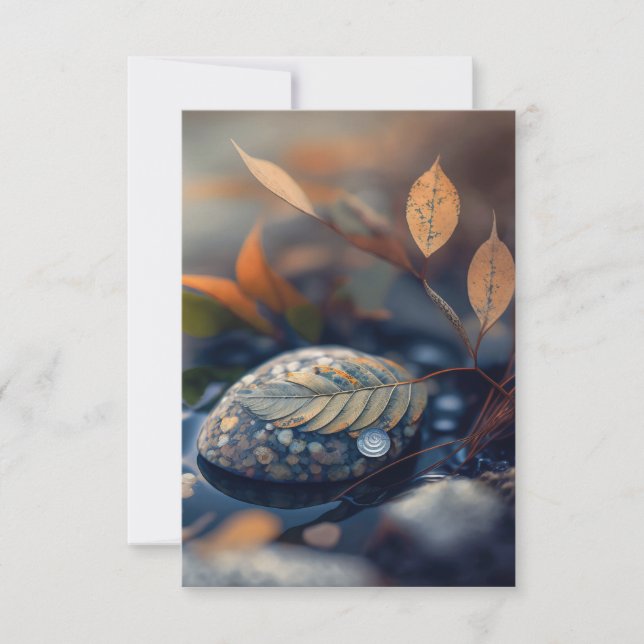 Blätter Kiesel Ruhe Stille Natur Friedlicher Fluss Dankeskarte (Vorderseite)