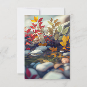 Blätter Kiesel Ruhe Stille Natur Friedlicher Fluss Dankeskarte