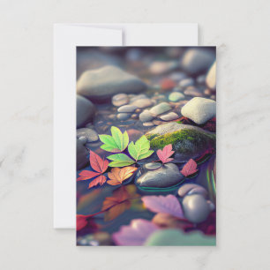 Blätter Kiesel Ruhe Stille Natur Friedlicher Fluss Dankeskarte