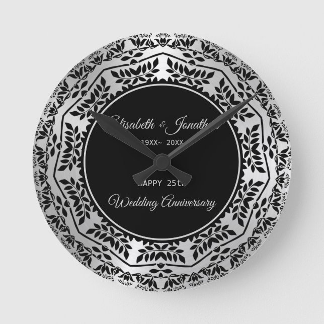 Blätter Mandala 25 Jahre alt Runde Wanduhr (Vorderseite)