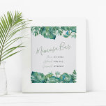 Blätter Mimosa Bar Poster<br><div class="desc">Mit diesem tropischen grünen Mimosa Bar Schild dekorieren Sie Ihren Tisch und helfen den Gästen, ihre Getränke zuzubereiten. Dieses Schild wurde mit meinen originalen Aquarellmonstera-Blätter entworfen und ist ideal für Brunch und Whirlpool, Brautparty, Babyduschen, Hochzeiten oder was auch immer Sie mögen. Die passende Dekoration von Party von Victoria Rigali Designs...</div>