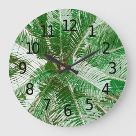 Blätter mit einfachem Green Palm Artwork | Wall-Uh Große Wanduhr
