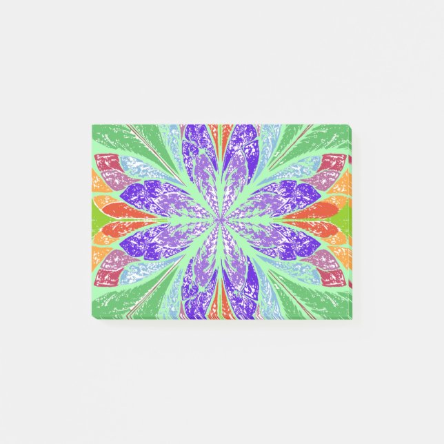 Blätter mit grünem Licht Post-it Klebezettel (Vorderseite)