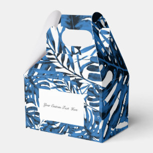 Blätter mit mittlerem Denim Blue Tropical Palm Wed Geschenkschachtel