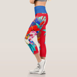 Blätter mit tropischer Orchideenpalme Capri Leggings