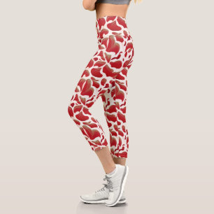 Blätter mit weißem und rotem Flying, Wiederholmust Capri Leggings