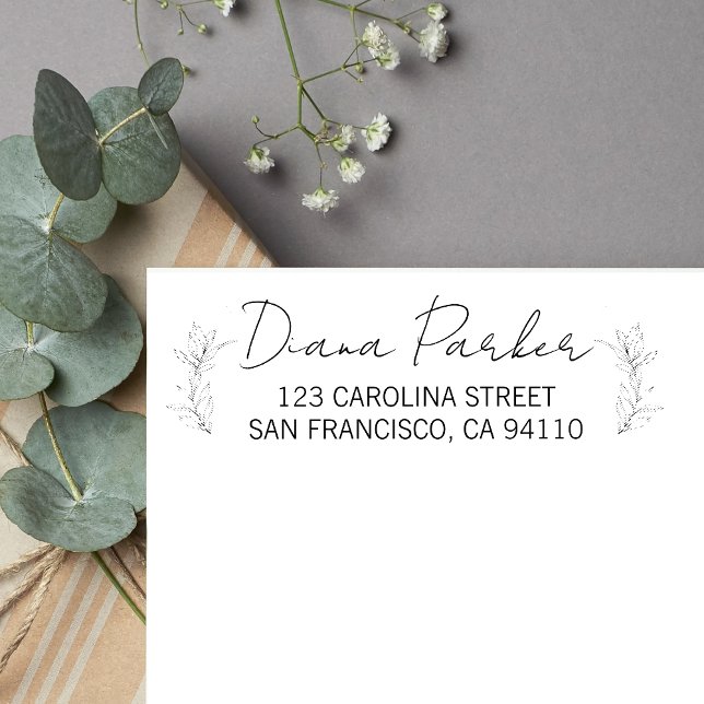 Blätter Moderne Script-Rücksendeadresse Gummistempel (Von Creator hochgeladen)