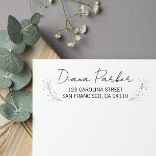 Blätter Moderne Script-Rücksendeadresse Permastempel