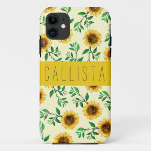 Blätter Monogram, sonnige Pastellgelbe Sonnenblume Case-Mate iPhone Hülle