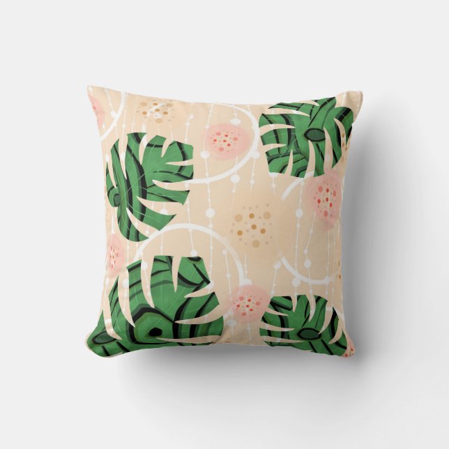 Blätter Monstera auf rosa Kissen (Vorderseite)