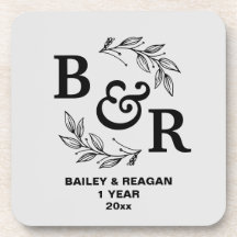 Blätter Motif Monogram zum ersten Hochzeitstag