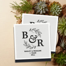 Blätter Motif Monogram zum ersten Hochzeitstag