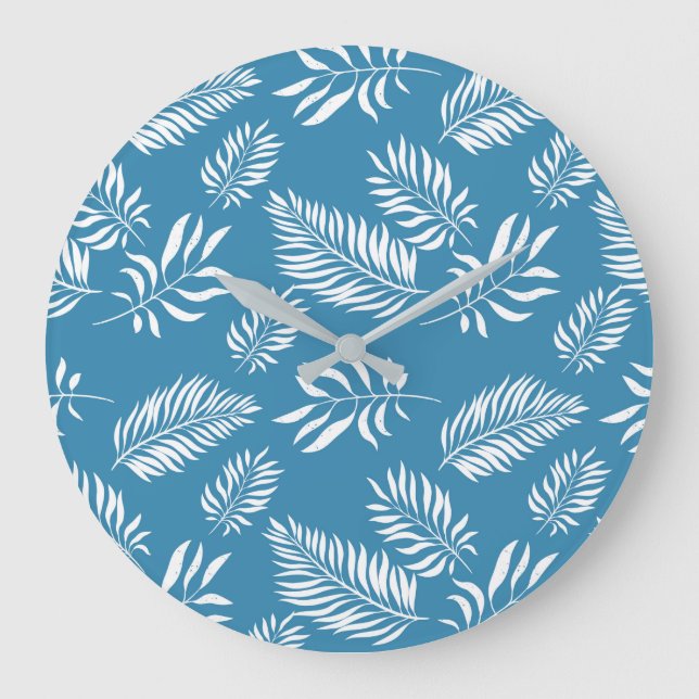 Blätter Muster 13 Große Wanduhr (Vorderseite)