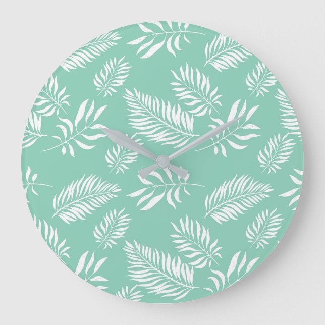 Blätter Muster 14 Große Wanduhr (Vorderseite)