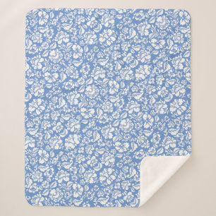 Blätter Muster 14b. blauer BG Sherpadecke