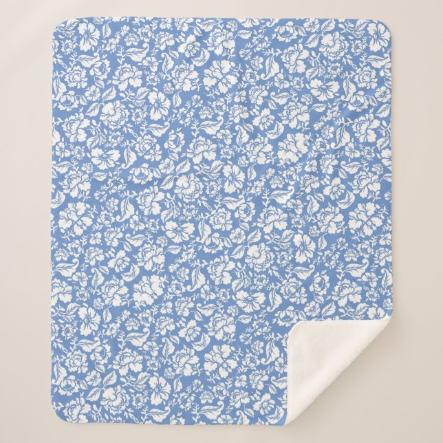 Blätter Muster 14b. blauer BG Sherpadecke (Vorderseite)