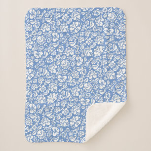 Blätter Muster 14b. blauer BG Sherpadecke