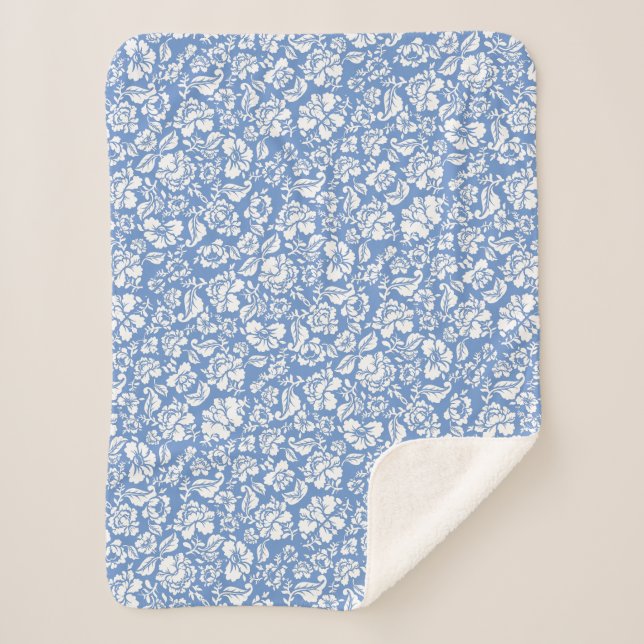 Blätter Muster 14b. blauer BG Sherpadecke (Vorderseite)