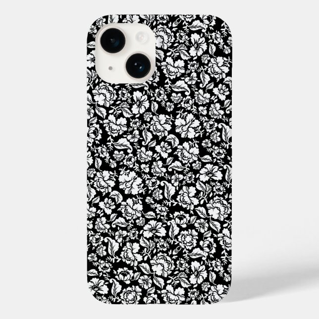 Blätter Muster 14b. schwarze BG Case-Mate iPhone Hülle (Rückseite)
