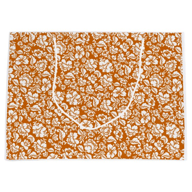 Blätter Muster 14b. schwarze DOrange BG Große Geschenktüte (Vorderseite)