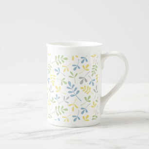 Blätter Muster Blau Grün Gelb Gelb Wt Prozellantasse