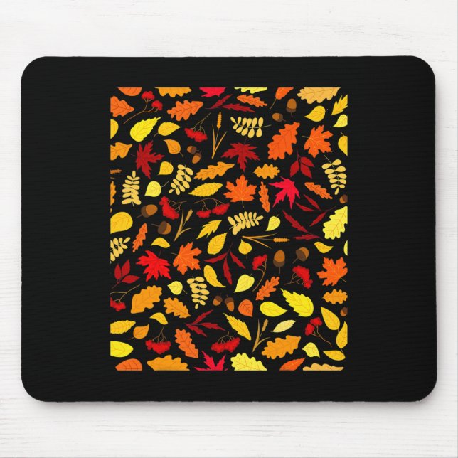 Blätter Muster Fall Design Acorns Weizen Mousepad (Vorne)
