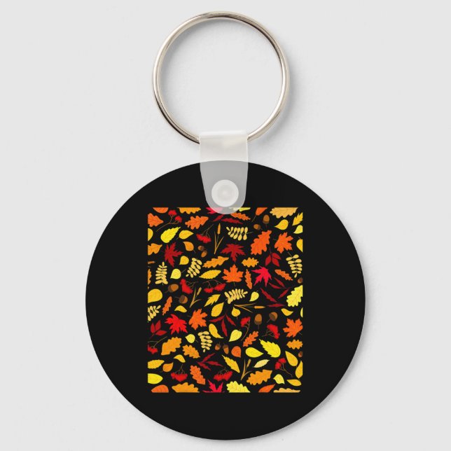 Blätter Muster Fall Design Acorns Weizen Schlüsselanhänger (Vorderseite)
