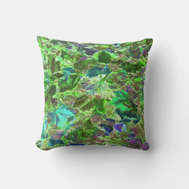 Blätter-Muster-Grün-Laub Kissen (Vorderseite)