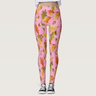 Blätter-Muster Rosa Leggings