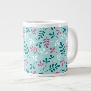 Blätter Muster Teals Pink White Jumbo-Tasse